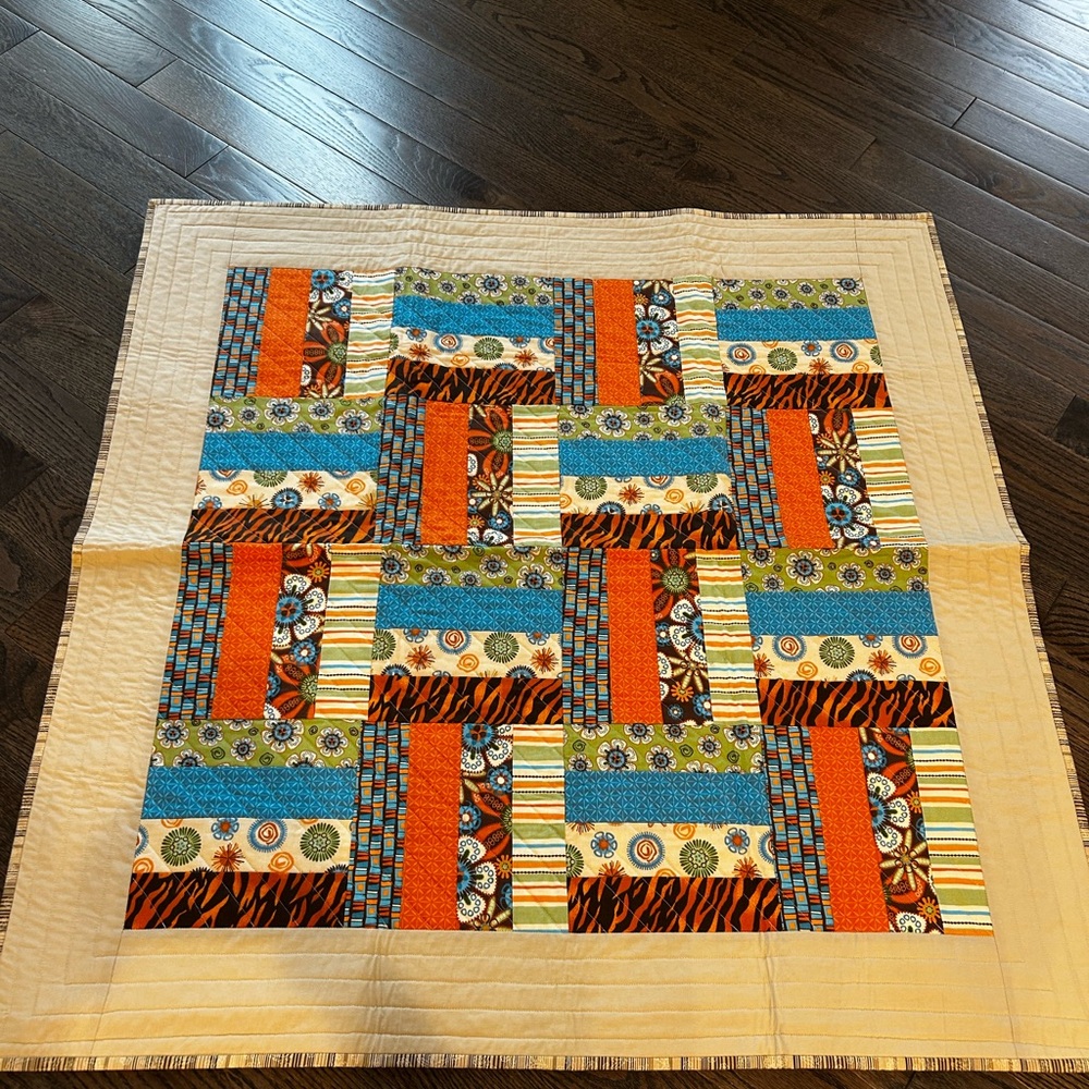 Handmade Patchwork Quilt Safari themed colors